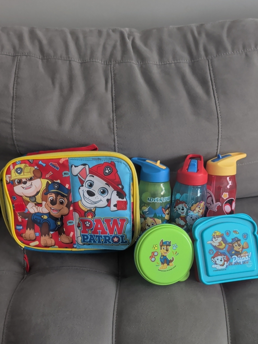 Paw Patrol Lunch Box, Zaks Containers And Water Bottles - Used
